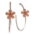 Trendy Two Tone Sterling Silver Rhodium And Rose Gold Overlay Hammered Hoop Style Earring. The Earrings Contain A Rose Gold Color Flower In Center With .002Ct Round Clear Stone In Center. These Dainty Earring