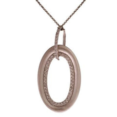 Dazzling Sterling Silver With Brushed Rhodium Overlay Pendant. The Pendant Contains A Hook With .002Ct X 16 Round Clear Stones With An Oval Shaped Piece Hanging With A Border On The Inner Part Of The Pendant