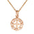 Dainty Sterling Silver With 14K Yellow Gold Overlay Pendant Style Necklace. The Necklace Contains A Circle Shaped Pendant With A Clover Shaped Center With .002Ct X 8 Round Clear Stones Around. This Pendant
