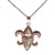 Trendy Sterling Silver With Rhodium Overlay Pendant Style Necklace. The Necklace Contains A Fleur De Lis Style Pendant Hanging. The Pendant Is Attached To A 16 Inch Chain And Is Available On A 18 Inch Chain
