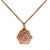 Dainty Sterling Silver With 14K Yellow Gold Overlay Matte Finish Pendant Style Necklace. The Pendant Is Three D And Contains .25Ct Round Pink Stone In Center With .002Ct X 6 Round Clear Cubic Zirconium Stone