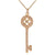 Designer Inspired Sterling Silver With 14K Yellow Gold Overlay Key Style Cz Pendant.