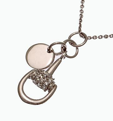 Stylish Sterling Silver Shovel And Disc Pendant. 16 Inch Chain Included. Rhodium Plated To Prevent Tarnishing.