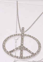 Stylish Sterling Silver Peace Sign Pendant. 16 Inch Chain Included. Rhodium Plated To Prevent Tarnishing.