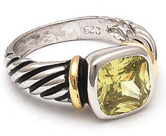 Designer Inspired Beautiful Cocktail Ring. Citrine Color Channel Set Center Stone With Elegant Filigree Design On The Sides. Ring Is Rhodium Plated To Prevent Tarnishing.