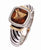 Designer Inspired Beautiful Cocktail Ring. Brown Smokey Topaz Channel Set Center Stone With Elegant Filigree Design On The Sides. Ring Is Rhodium Plated To Prevent Tarnishing.