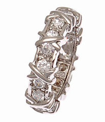 Stunning Sterling Silver Xo Design Eternity Band Style Ring. Dazzling Round Cubic Zirconia'S After Each X. Rhodium Plated To Prevent Tarnishing.