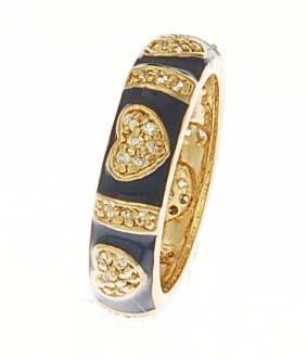 Adorable Designer Inspired Sterling Silver With A Gold Overlay And Blue Enamel Ring. Beautiful Heart Design Throughout Ring.