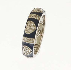 Adorable Designer Inspired Sterling Silver And Blue Enamel Ring. Beautiful Heart Design Throughout Ring. Ring Is Rhodium Plated To Prevent Tarnishing.