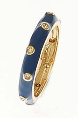 Adorable Sterling Silver With A Gold Overlay And Dark Blue Enamel Designer Inspired Ring. Beautiful Dot Design Throughout The Ring.