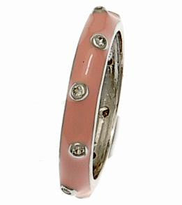 Adorable Sterling Silver With Pink Enamel Designer Inspired Ring. Beautiful Dot Design Throughout The Ring. Rhodium Plated To Prevent Tarnishing.