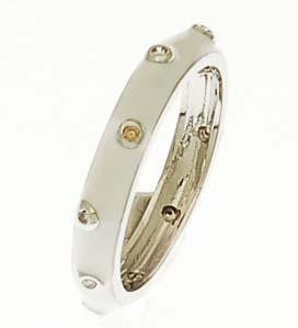 Adorable Sterling Silver And White Enamel Designer Inspired Ring. Beautiful Dot Design Throughout The Ring. Rhodium Plated To Prevent Tarnishing.