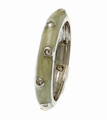 Adorable Brass With A Rhodium Overlay And Cream Enamel Designer Inspired Ring. Beautiful Dot Design Throughout The Ring. Rhodium Plated To Prevent Tarnishing.