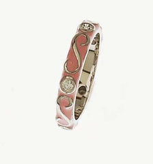 Adorable Designer Inspired Swirl Design Pink Enamel With Rhodium Overlay Ring. Ring Can Be Worn Alone Or Paired With Fashion Colors. Rhodium Plated To Prevent Tarnishing.