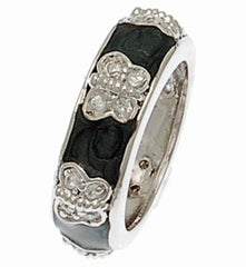 Beautiful Designer Inspired Sterling Silver And Black Enamel Butterfly Ring. Ring Can Be Worn Alone Or Paired With Fashion Colors. Rhodium Plated To Prevent Tarnishing.