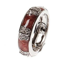 Beautiful Designer Inspired And Brass With A Rhodium And Maroon Enamel Butterfly Ring. Ring Can Be Worn Alone Or Paired With Fashion Colors. Rhodium Plated To Prevent Tarnishing.