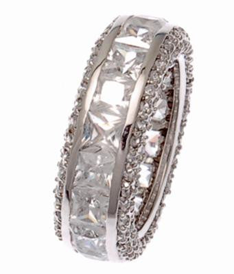 Stunning Sterling Silver Channel Set Eternity Style Band Ring. This Ring Is Perfect For Any Bride, And Will Give Over A Dazzling Look At Every Occasion. Cubic Zirconias Dazzle All Around The Ring. Ring Is R
