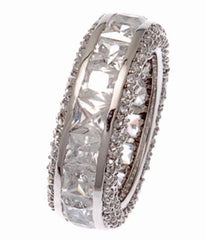 Stunning Sterling Silver Channel Set Eternity Style Band Ring. This Ring Is Perfect For Any Bride, And Will Give Over A Dazzling Look At Every Occasion. Cubic Zirconias Dazzle All Around The Ring. Ring Is R