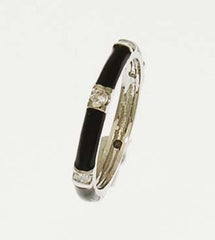 Beautiful Designer Inspired Sterling Silver And Black Enamel Ring. Ring Can Be Worn Alone Or Paired With Fashion Colors. Rhodium Plated To Prevent Tarnishing.