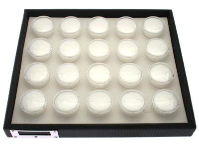 Black Grid Faux Leather S 20 Gem Jar Tray 1''H