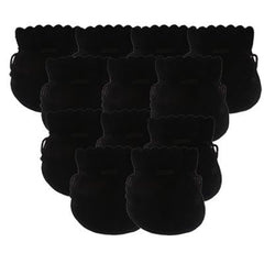 1 Dozen Black Velvet Drawstring Teardrop Pouch 2.75 X 2