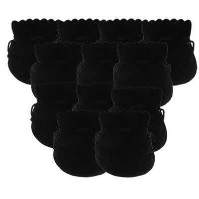 1 Dozen Black Velvet Drawstring Teardrop Pouch 3.5 X 3