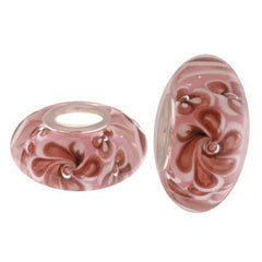 Designer Inspired Sterling Silver Core Maroon And White Flower Design Kali Bead. Add This Bead To Enhance Your Kali Bracelet.