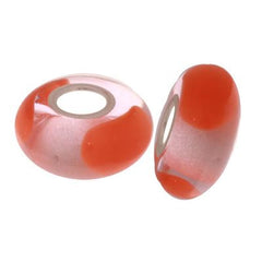 Designer Inspired Sterling Silver Core Kali Bead With Thick Orange And White Stripes Throughout. Add This Bead To Enhance Your Kali Bracelet.
