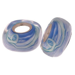Designer Inspired Sterling Silver Light Blue Swirl Shaped Design Kali Bead. Add This Bead To Enhance Your Kali Bracelet.