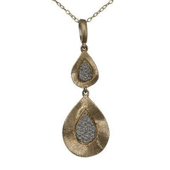 Dainty 14K Yellow Gold Small Teardrop At The Top With A Larger Teardrop At The Bottom With Indentation In Both Teardrops With Diamonds In The Middle