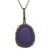Classy 14K Rose Gold Necklace With Oval Shape Purple Jade Stone In The Center With Diamonds Around The Stone