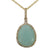 Stunning 14K Yellow Gold Necklace With Teardrop Shape Pendant With Amazonite Stone In The Center With Diamonds Around It