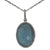 Dainty 14K White Gold Necklace With Oval Shape Pendant With Blue Topaz Stone Buff Top Of The Stone Smooth Back With Diamonds Around The Stone