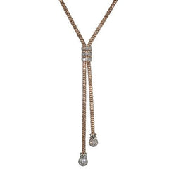 Stunning Sterling Silver With Rose Gold Overlay Necklace With Dangling Center With Cz Lines In The Middle And Cz Balls At The Bottom