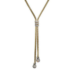Stunning Sterling Silver With Yellow Gold Overlay Necklace With Dangling Center With Cz Lines In The Middle And Cz Balls At The Bottom
