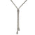 Stunning Sterling Silver With Rhodium Overlay Necklace With Dangling Center With Cz Lines In The Middle And Cz Balls At The Bottom