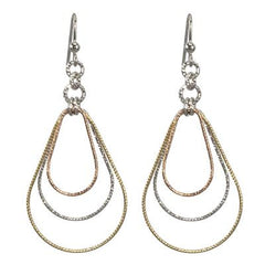 Stunning Sterling Silver Teardrop Dangling Earrings Tri Color Teardrop With Fish Hook Post