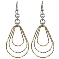 Stunning Sterling Silver Teardrop Dangling Earrings 2 Yellow Gold Teardrop And The Middle Is Silver With Fish Hook Post