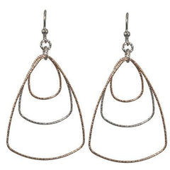 Stunning Sterling Silver Dangling Triangle Shape Earrings With Rose Gold And Rhodium Overlay