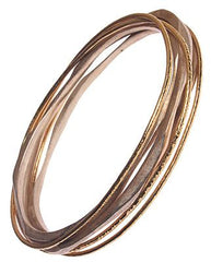 Stylish Brass Bangle Set With A 14K Gold Overlay. 6 Combined Bangles With A Heart Slide.