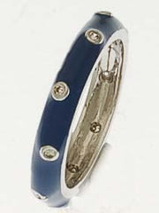 Designer Inspired Fashionable Navy Blue Enamel Brass Ring Size 6. Ring Can Be Worn Alone Or Paired With Fashion Colors. Rhodium Plated To Prevent Tarnishing.