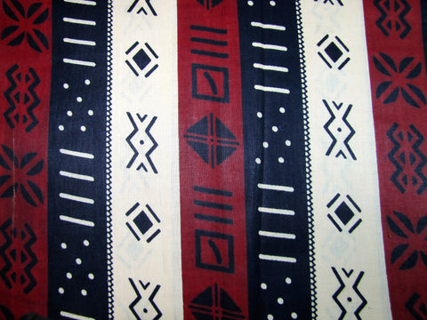 African Geometric Stripe Black, Red, White