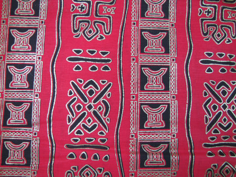 African Red/Black Motif Metallic Print