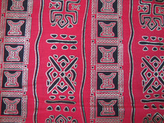African Red/Black Motif Metallic Print