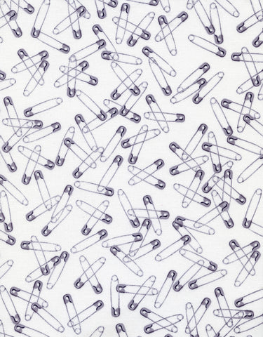 Tossed Safety Pins ~ White C8373