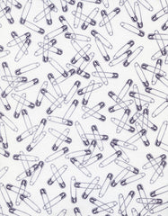 Tossed Safety Pins ~ White C8373
