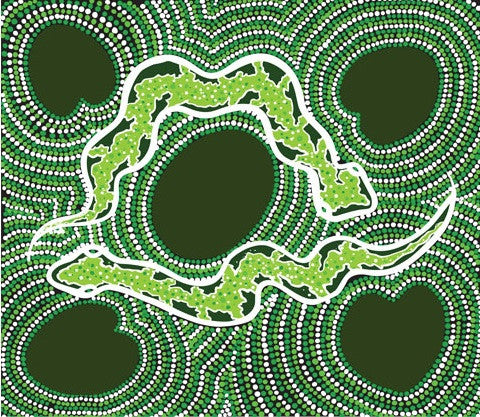 Snake & Water Lily Green