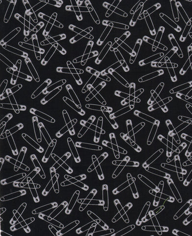 Tossed Safety Pins ~ Black C8373